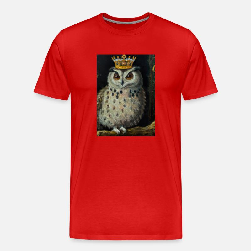 Eule mit Krone - Männer Premium Bio T-Shirt - Rot