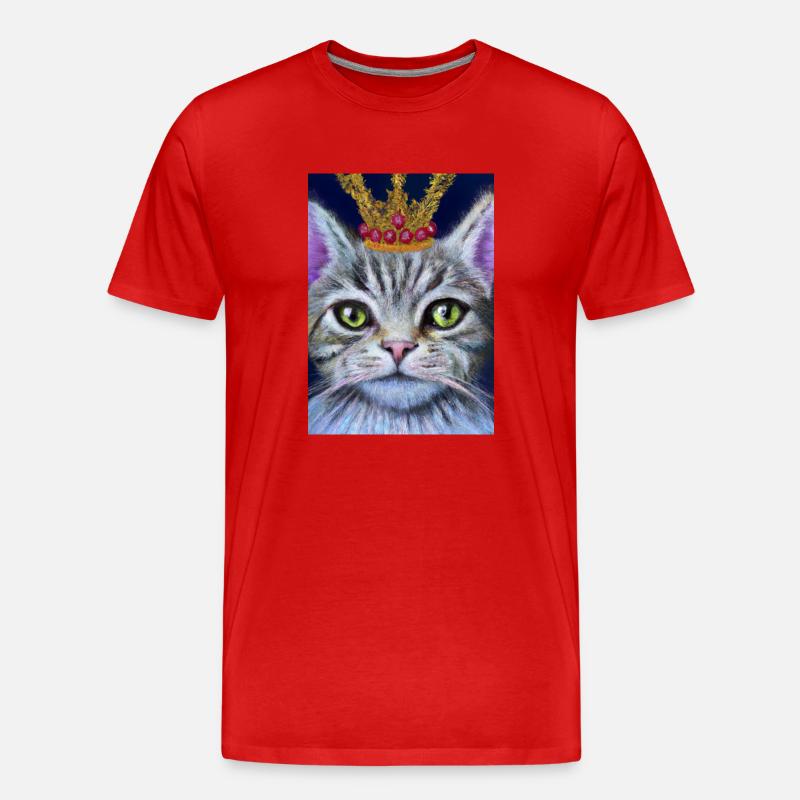 Katze mit Krone - Männer Premium Bio T-Shirt - Rot