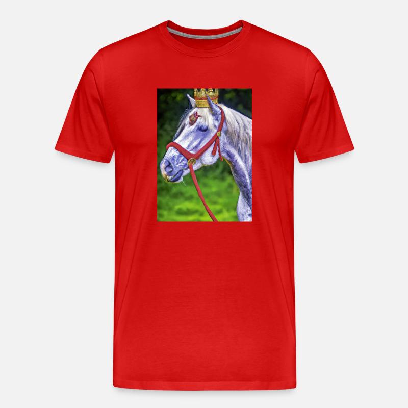 Pferd mit Krone - Männer Premium Bio T-Shirt - Rot