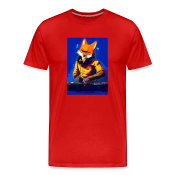 Fox am DJ-Pult - Männer Premium Bio T-Shirt - Rot - Vorne - Damien (186cm)
