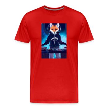 Fox am DJ-Pult - Männer Premium Bio T-Shirt - Rot - Vorne - Damien (186cm)