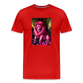 Rosa Löwe - Männer Premium Bio T-Shirt - Rot - Vorne - Damien (186cm)
