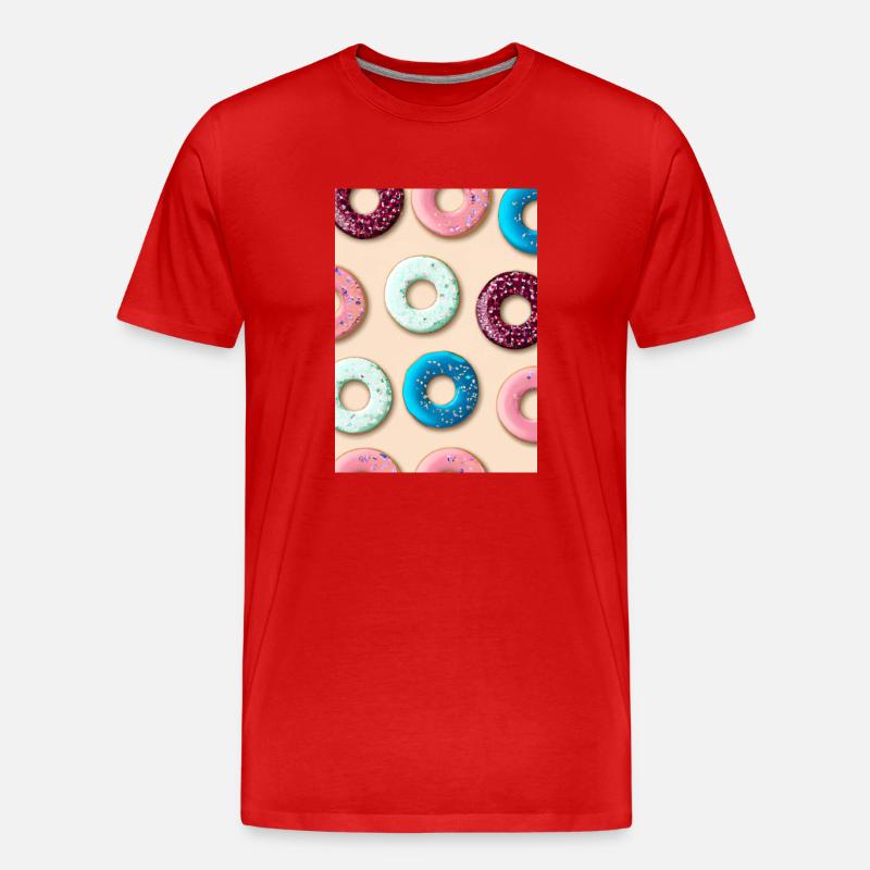 Donuts-Muster - Männer Premium Bio T-Shirt - Rot