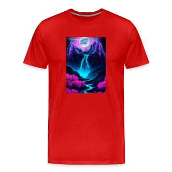 Mystischer Wasserfall - Männer Premium Bio T-Shirt - Rot - Vorne - Damien (186cm)