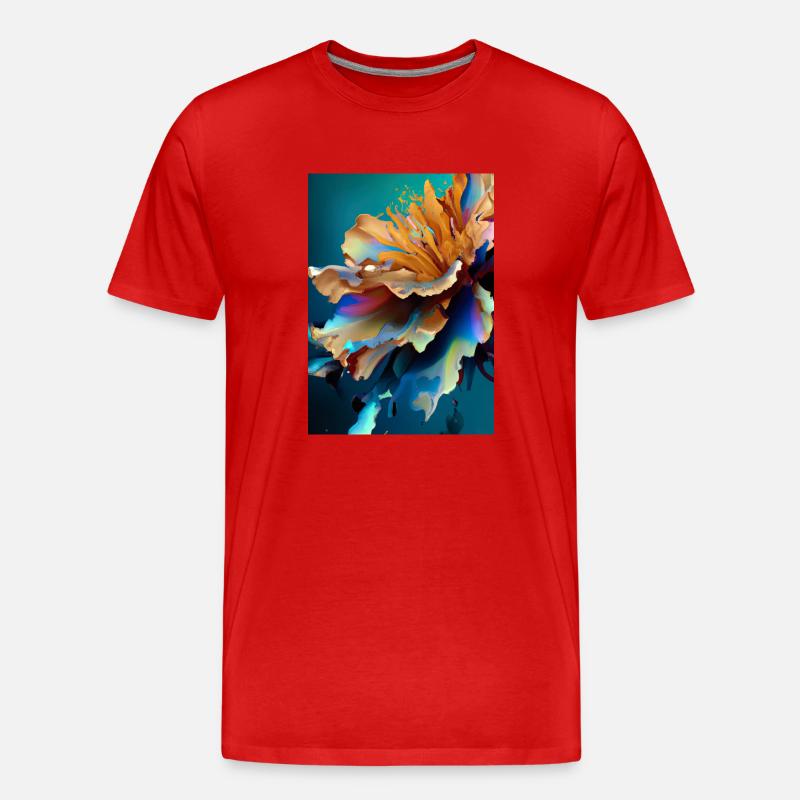 Abstrakte Blume - Männer Premium Bio T-Shirt - Rot
