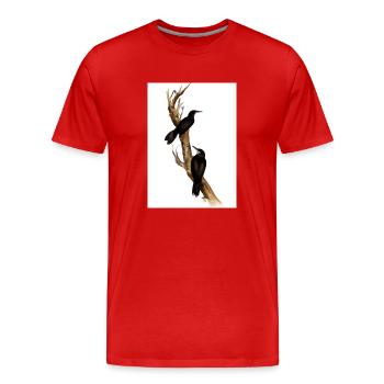 Vögel auf einem Zweig - Männer Premium Bio T-Shirt - Rot - Vorne - Damien (186cm)