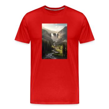 Wasserfall in der Natur - Männer Premium Bio T-Shirt - Rot - Vorne - Damien (186cm)