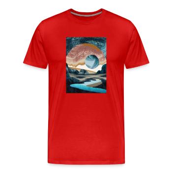 Abstrakte Landschaft - Abstract Landscape - Männer Premium Bio T-Shirt - Rot - Vorne - Damien (186cm)