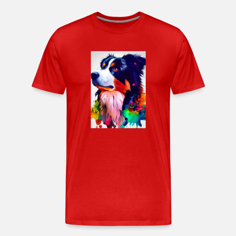 Bunter Border Collie - Männer Premium Bio T-Shirt - Rot