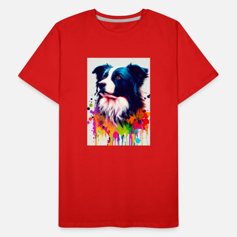 Bunter Border Collie Männer Premium Bio T-Shirt