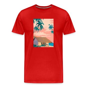 Hawaii Malerei - Männer Premium Bio T-Shirt - Rot - Vorne - Damien (186cm)