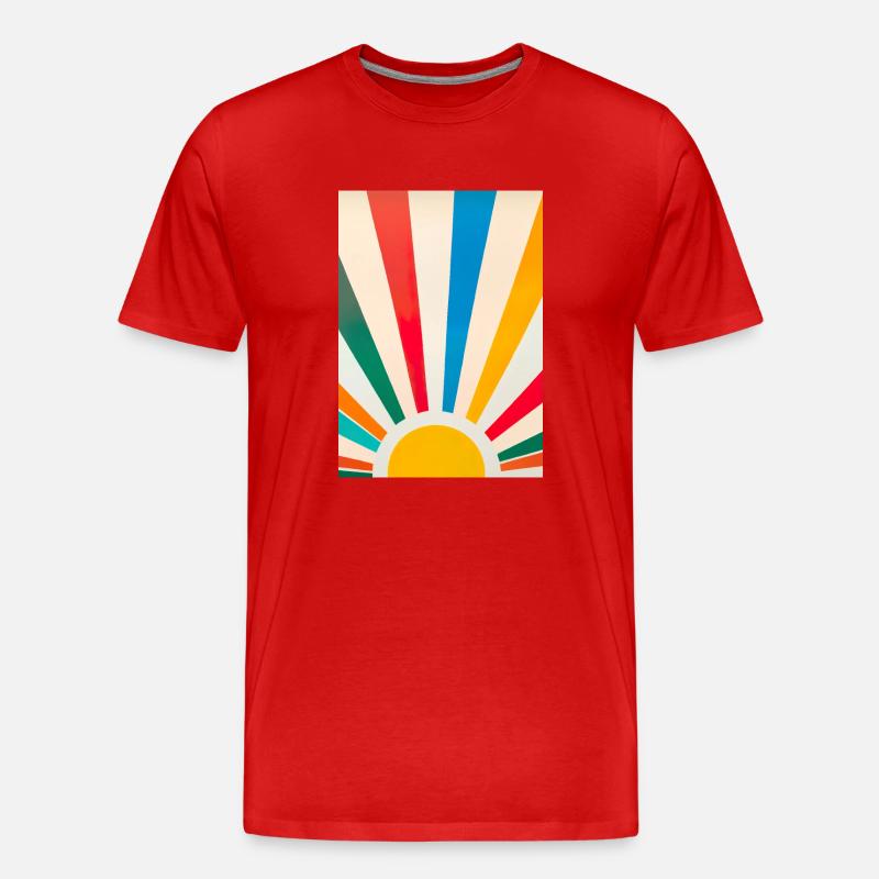 Minimalistische Sonne - Männer Premium Bio T-Shirt - Rot