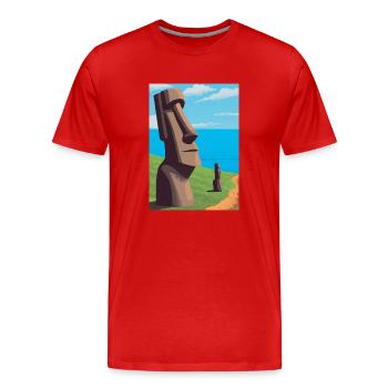 Monumentale Moai-Statuen - Männer Premium Bio T-Shirt - Rot - Vorne - Damien (186cm)