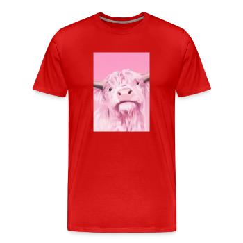 Rosa Kuh - Männer Premium Bio T-Shirt - Rot - Vorne - Damien (186cm)