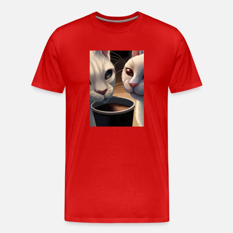 Two Cats Kaffee - Männer Premium Bio T-Shirt - Rot