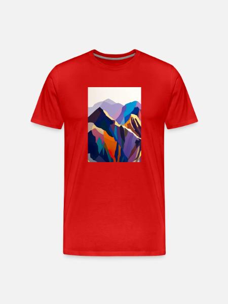 Bunte Berge - Männer Premium Bio T-Shirt - Rot