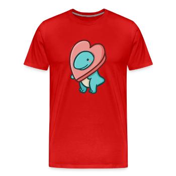 hugadino Heart T-Rex, Dino, mignon dinosaure - T-shirt bio Premium Homme - rouge - Devant - Damien (186cm)