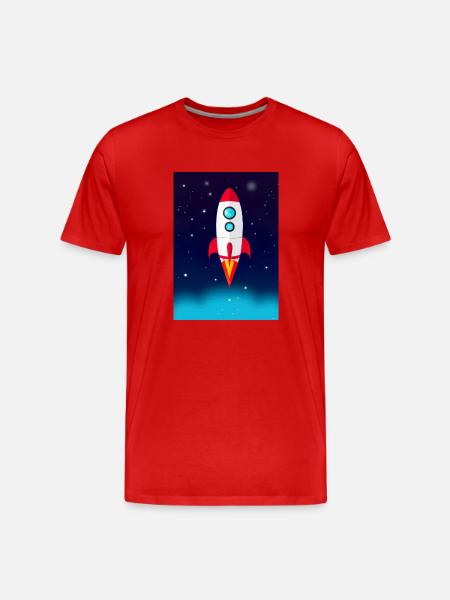 Fliegende Weltraumrakete - Männer Premium Bio T-Shirt - Rot
