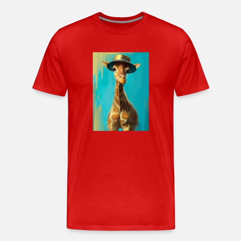 Giraffe mit Hut - Männer Premium Bio T-Shirt - Rot