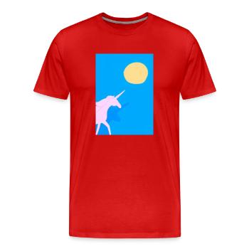 Minimales Einhorn - Männer Premium Bio T-Shirt - Rot - Vorne - Damien (186cm)