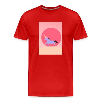 Minimales Einhorn - Männer Premium Bio T-Shirt - Rot - Vorne - Damien (186cm)