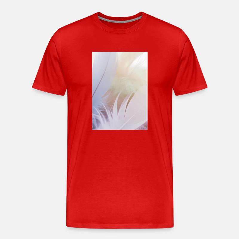 Pastellfarbene Federn - Männer Premium Bio T-Shirt - Rot