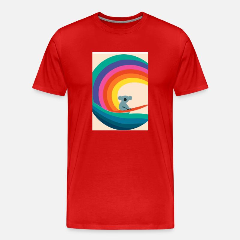 Surfender Regenbogen-Koala - Männer Premium Bio T-Shirt - Rot