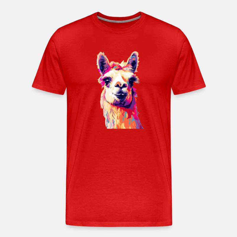 Lama - Männer Premium Bio T-Shirt - Rot