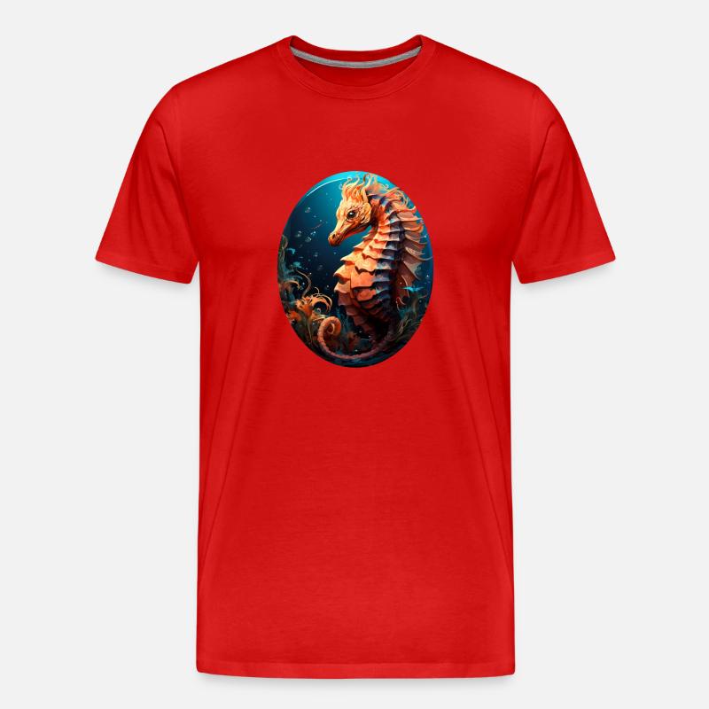 Seepferdchen - Männer Premium Bio T-Shirt - Rot