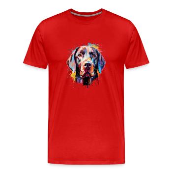 Labrador coloré - T-shirt bio Premium Homme - rouge - Devant - Damien (186cm)