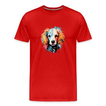 Caniche coloré - T-shirt bio Premium Homme - rouge - Devant - Damien (186cm)
