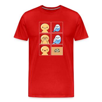 Budgie Poop Design for Budgie Owners - Men's Premium Organic T-Shirt - red - Front - Damien (186cm)