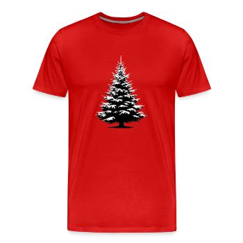 O sapin, sapin, sapin, épicéa, noël couvert de neige - T-shirt bio Premium Homme - rouge - Devant - Damien (186cm)