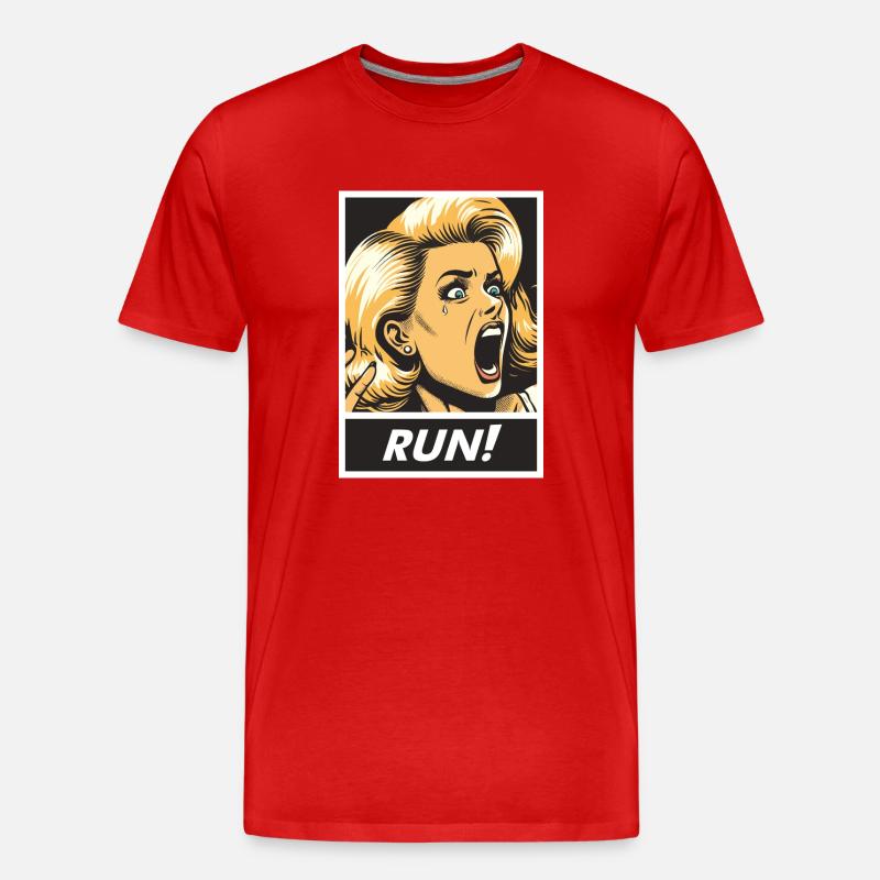 Retro-Laufmädchen - Männer Premium Bio T-Shirt - Rot