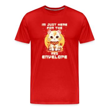Chat porte-bonheur du Nouvel An chinois juste ici pour le - T-shirt bio Premium Homme - rouge - Devant - Damien (186cm)