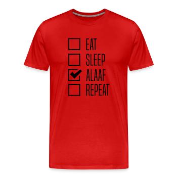 Eat Sleep Alaaf Repeat - Karneval - Männer Premium Bio T-Shirt - Rot - Vorne - Damien (186cm)
