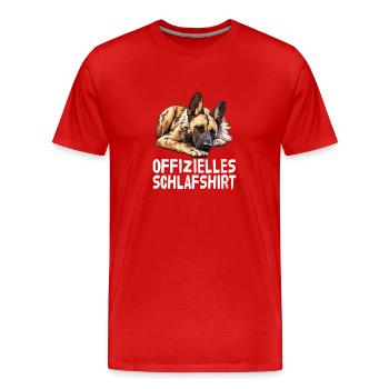 Offizieles Schlafshirt Afrikanischer Wildhund - Männer Premium Bio T-Shirt - Rot - Vorne - Damien (186cm)