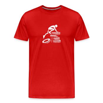 Grimper sur le tas de pneus - T-shirt bio Premium Homme - rouge - Devant - Damien (186cm)