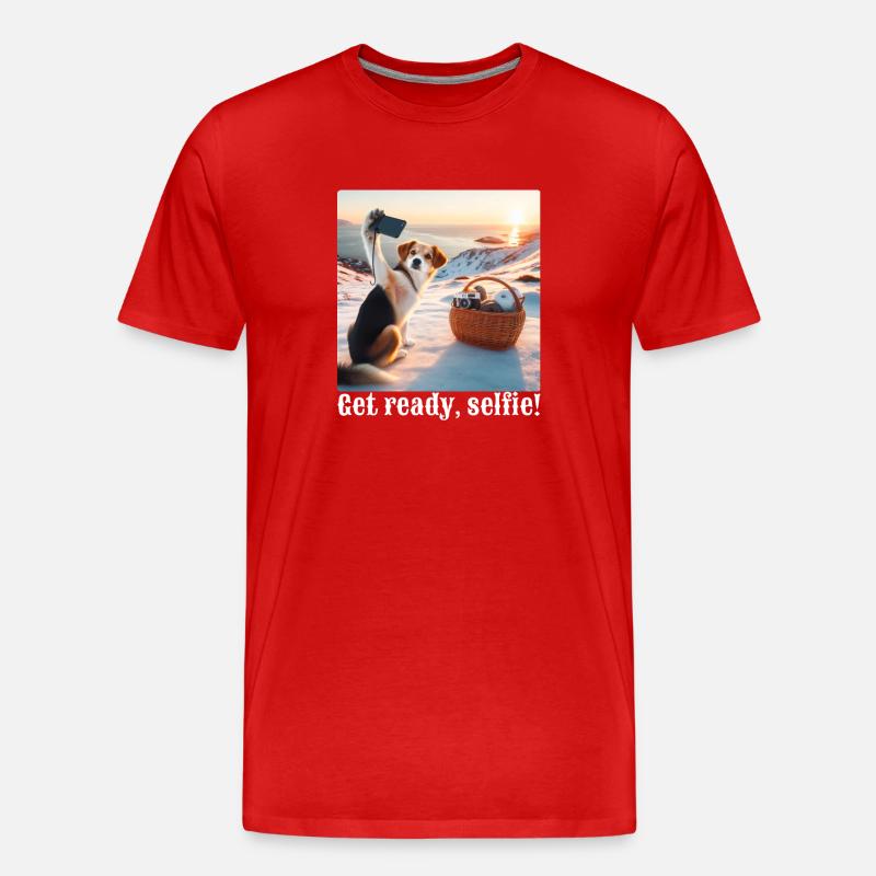 Mach dich bereit, Selfie-4 - Männer Premium Bio T-Shirt - Rot