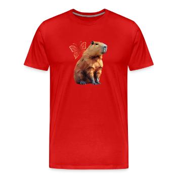 Capybara - Männer Premium Bio T-Shirt - Rot - Vorne - Damien (186cm)