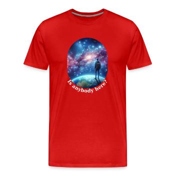 Ist jemand hier? - Männer Premium Bio T-Shirt - Rot - Vorne - Damien (186cm)