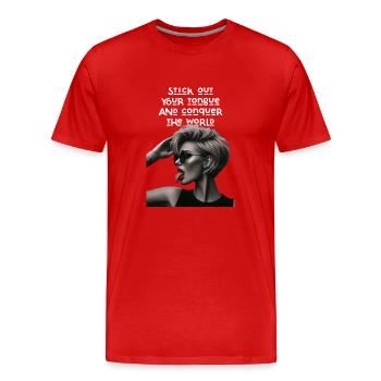 Tirez la langue et partez à la conquête du monde - T-shirt bio Premium Homme - rouge - Devant - Damien (186cm)