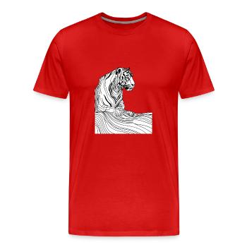Tiger-Kunstlinien #tiger - Männer Premium Bio T-Shirt - Rot - Vorne - Damien (186cm)