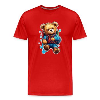 Ours en peluche / Peluche / Animal en peluche / Idée cadeau - T-shirt bio Premium Homme - rouge - Devant - Damien (186cm)