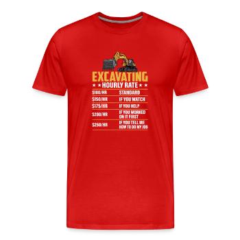 Excavation -Taux horaire- Opérateur d’excavatrice - T-shirt bio Premium Homme - rouge - Devant - Damien (186cm)