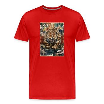 T-shirt Léopard 10 - T-shirt bio Premium Homme - rouge - Devant - Damien (186cm)