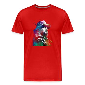 Pêche, sport, art, #fishing - T-shirt bio Premium Homme - rouge - Devant - Damien (186cm)
