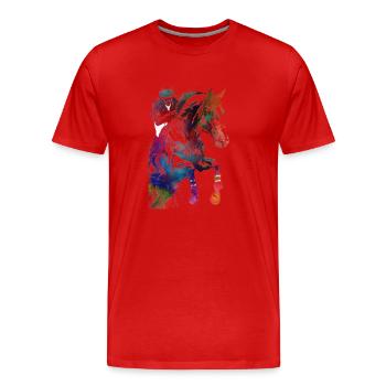 Horse Rider #rider #horse #sport - Men's Premium Organic T-Shirt - red - Front - Damien (186cm)