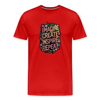 Stellen Sie sich vor, kreieren, inspirieren, wiederholen - Männer Premium Bio T-Shirt - Rot - Vorne - Damien (186cm)