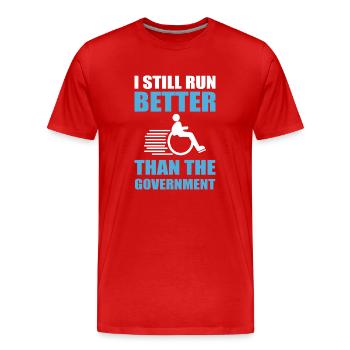 Wheelchair - Men's Premium Organic T-Shirt - red - Front - Damien (186cm)